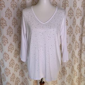 Design History white sparkling Vneck tunic Missy M
